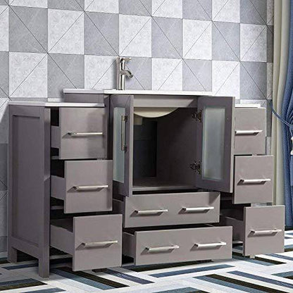 60 in. Double Sink Modern Bathroom Vanity Combo Set in Gray - Decohub Home