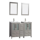 60 in. Double Sink Modern Bathroom Vanity Combo Set in Gray - Decohub Home