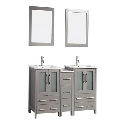 60 in. Double Sink Modern Bathroom Vanity Combo Set in Gray - Decohub Home