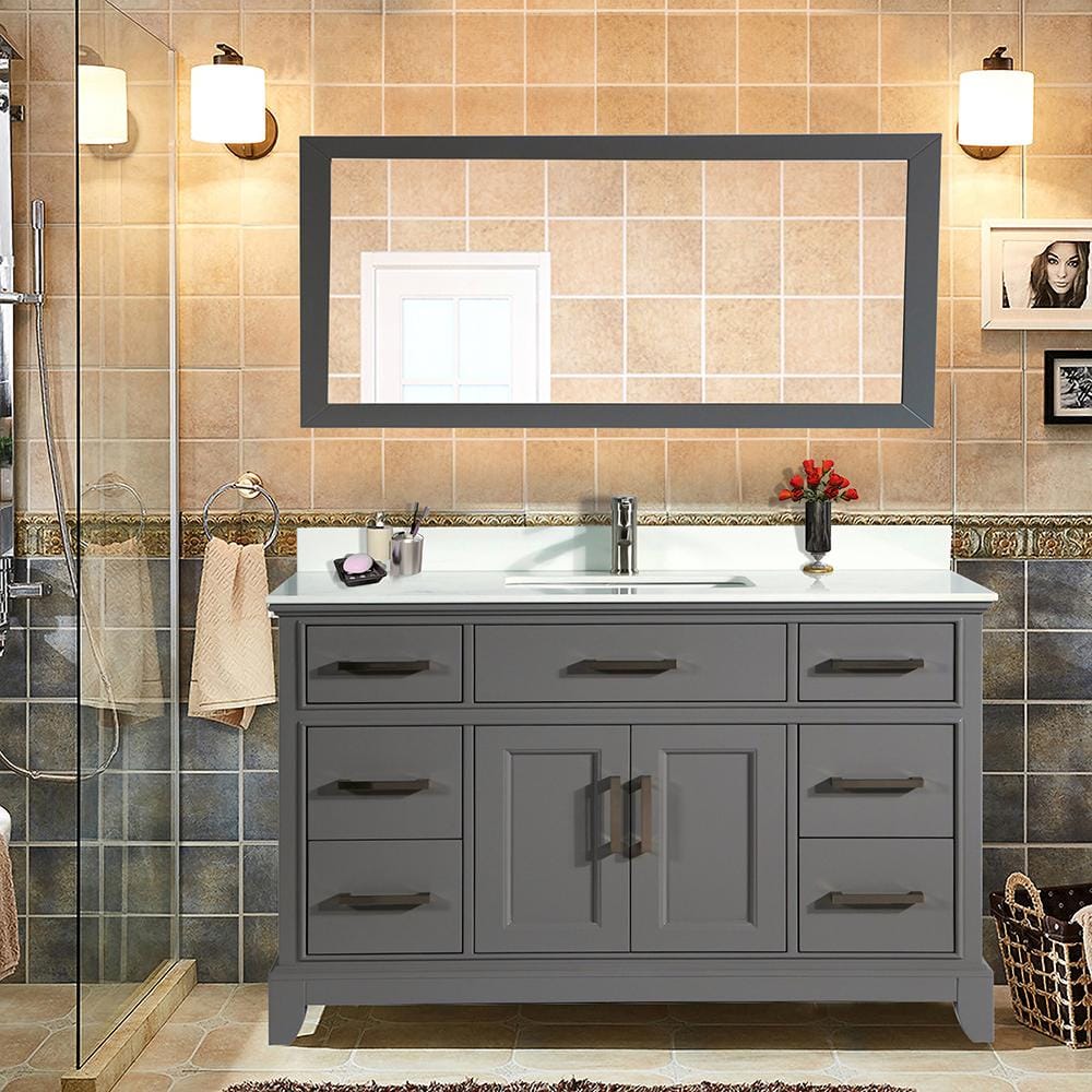 60 in.Single Sink Bathroom Vanity Set in Gray