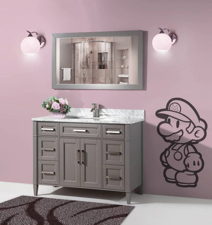 60 in. Single Sink Bathroom Vanity Set in Gray ,Carrara Marble Stone Top - Decohub Home