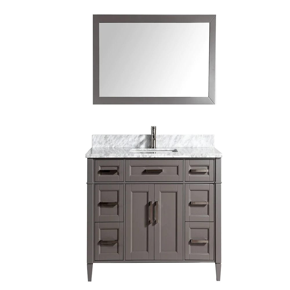 60 in. Single Sink Bathroom Vanity Set in Gray ,Carrara Marble Stone Top - Decohub Home