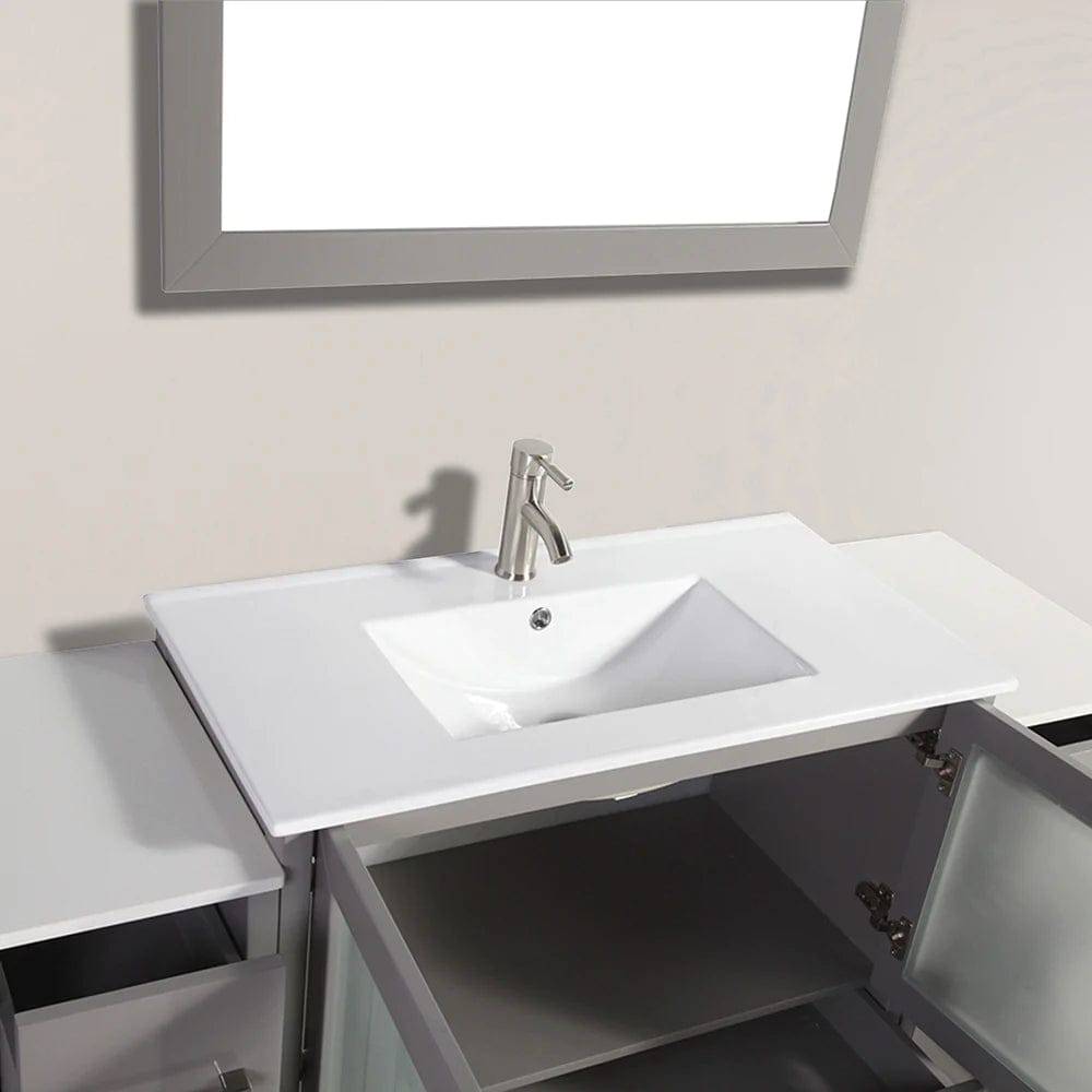 60 in. Single Sink Modern Bathroom Vanity Compact Set in Gray - Decohub Home