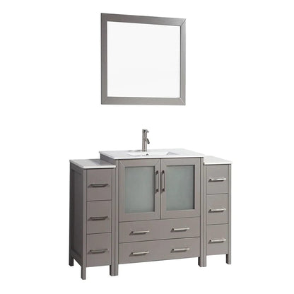 60 in. Single Sink Modern Bathroom Vanity Compact Set in Gray - Decohub Home