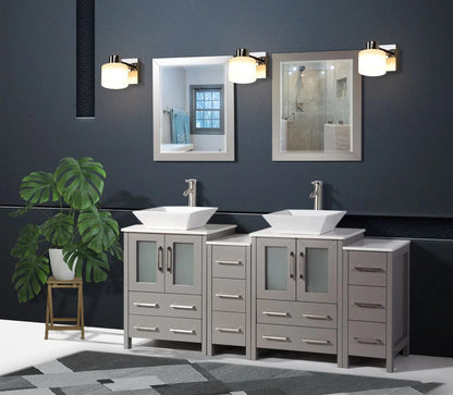 72 in. Double Sink Bathroom Vanity Combo Set in Gray - Decohub Home