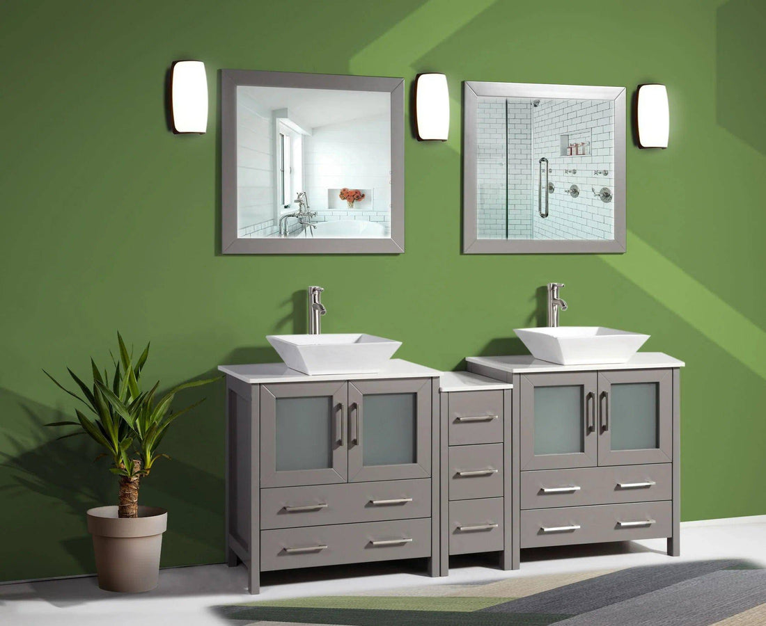 72 in. Double Sink Bathroom Vanity Combo Set in Gray - Decohub Home