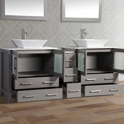 72 in. Double Sink Bathroom Vanity Combo Set in Gray - Decohub Home