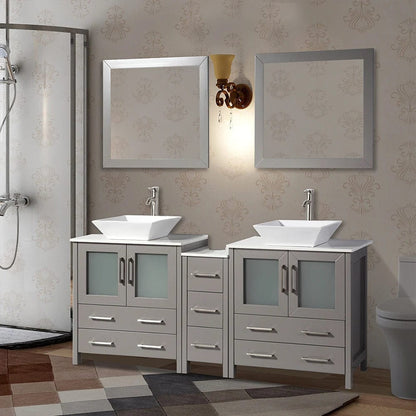 72 in. Double Sink Bathroom Vanity Combo Set in Gray - Decohub Home