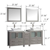 72 in. Double Sink Bathroom Vanity Combo Set in Gray - Decohub Home