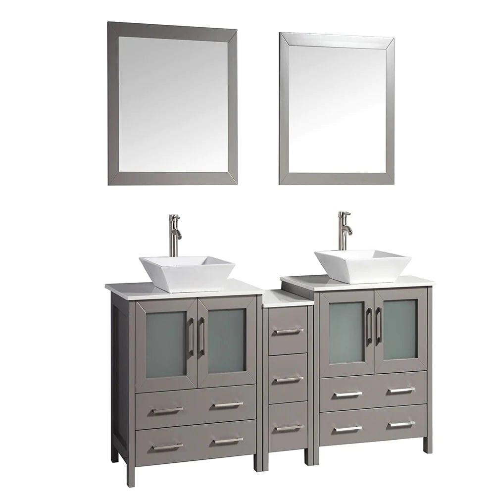 72 in. Double Sink Bathroom Vanity Combo Set in Gray - Decohub Home