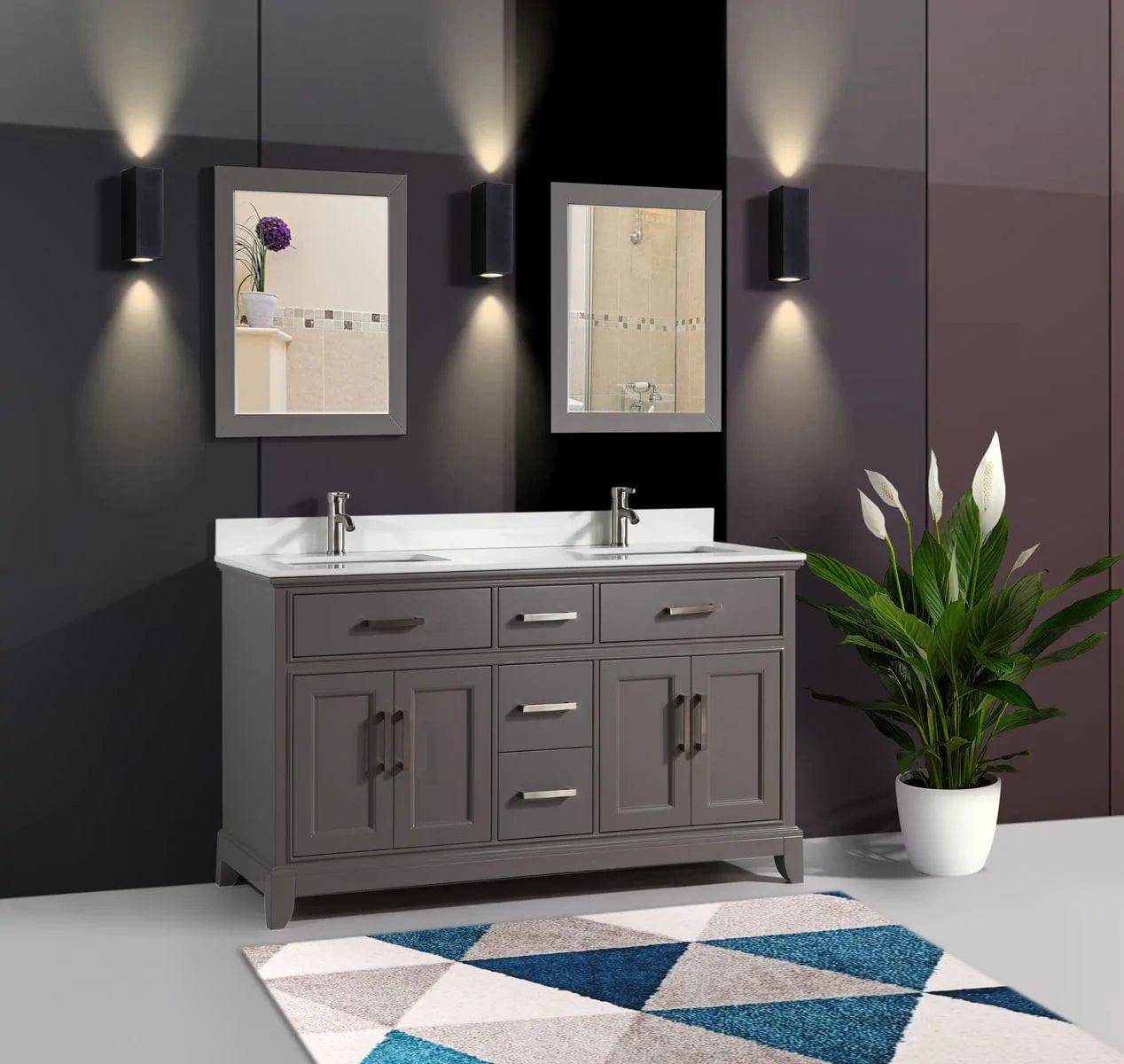 72 in. Double Sink Bathroom Vanity Set in Gray - Decohub Home