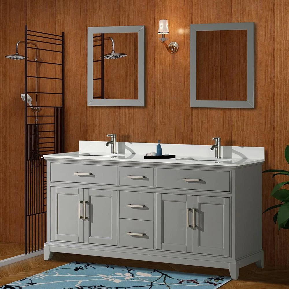 72 in. Double Sink Bathroom Vanity Set in Gray - Decohub Home
