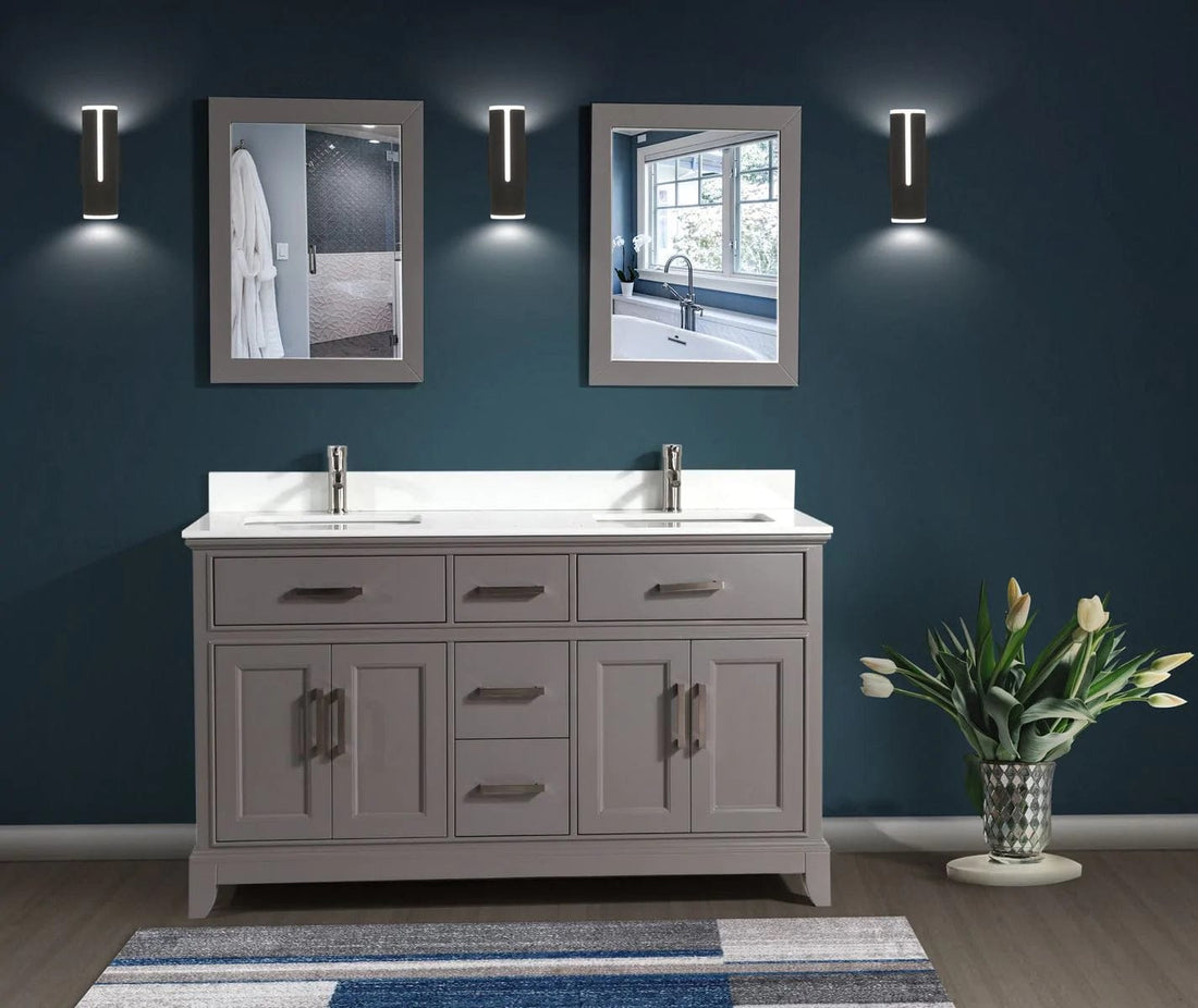 72 in. Double Sink Bathroom Vanity Set in Gray