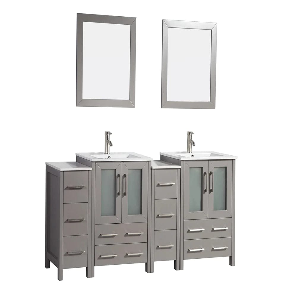 72 in. Double Sink Modern Bathroom Vanity Combo Set in Gray - Decohub Home