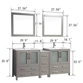 72 in. Double Sink Modern Bathroom Vanity Set in Gray - Decohub Home