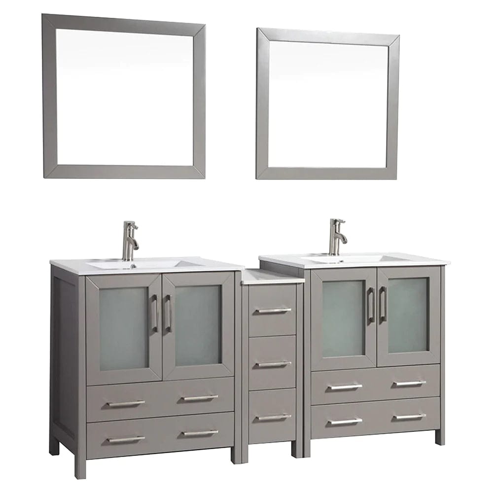 72 in. Double Sink Modern Bathroom Vanity Set in Gray - Decohub Home