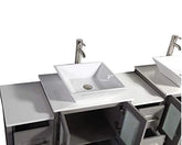 84 in. Double Sink Bathroom Vanity Combo Set in Gray - Decohub Home