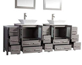 84 in. Double Sink Bathroom Vanity Combo Set in Gray - Decohub Home