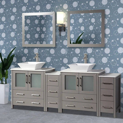 84 in. Double Sink Bathroom Vanity Combo Set in Gray - Decohub Home