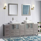 84 in. Double Sink Bathroom Vanity Combo Set in Gray - Decohub Home