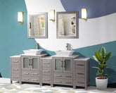 84 in. Double Sink Bathroom Vanity Combo Set in Gray - Decohub Home