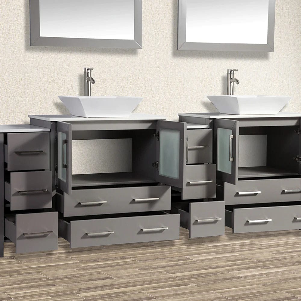 84 in. Double Sink Bathroom Vanity Combo Set in Gray - Decohub Home