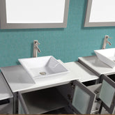 84 in. Double Sink Bathroom Vanity Combo Set in Gray - Decohub Home
