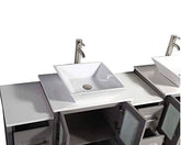 84 in. Double Sink Bathroom Vanity Combo Set in Gray - Decohub Home