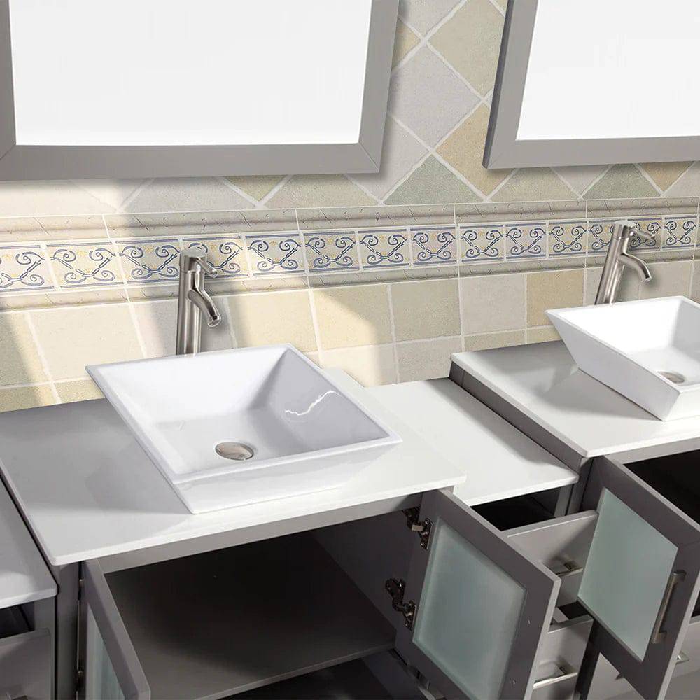 96 in. Double Sink Bathroom Vanity Combo Set in Gray - Decohub Home