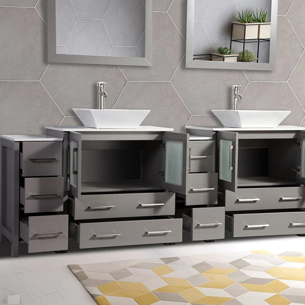 96 in. Double Sink Bathroom Vanity Combo Set in Gray - Decohub Home