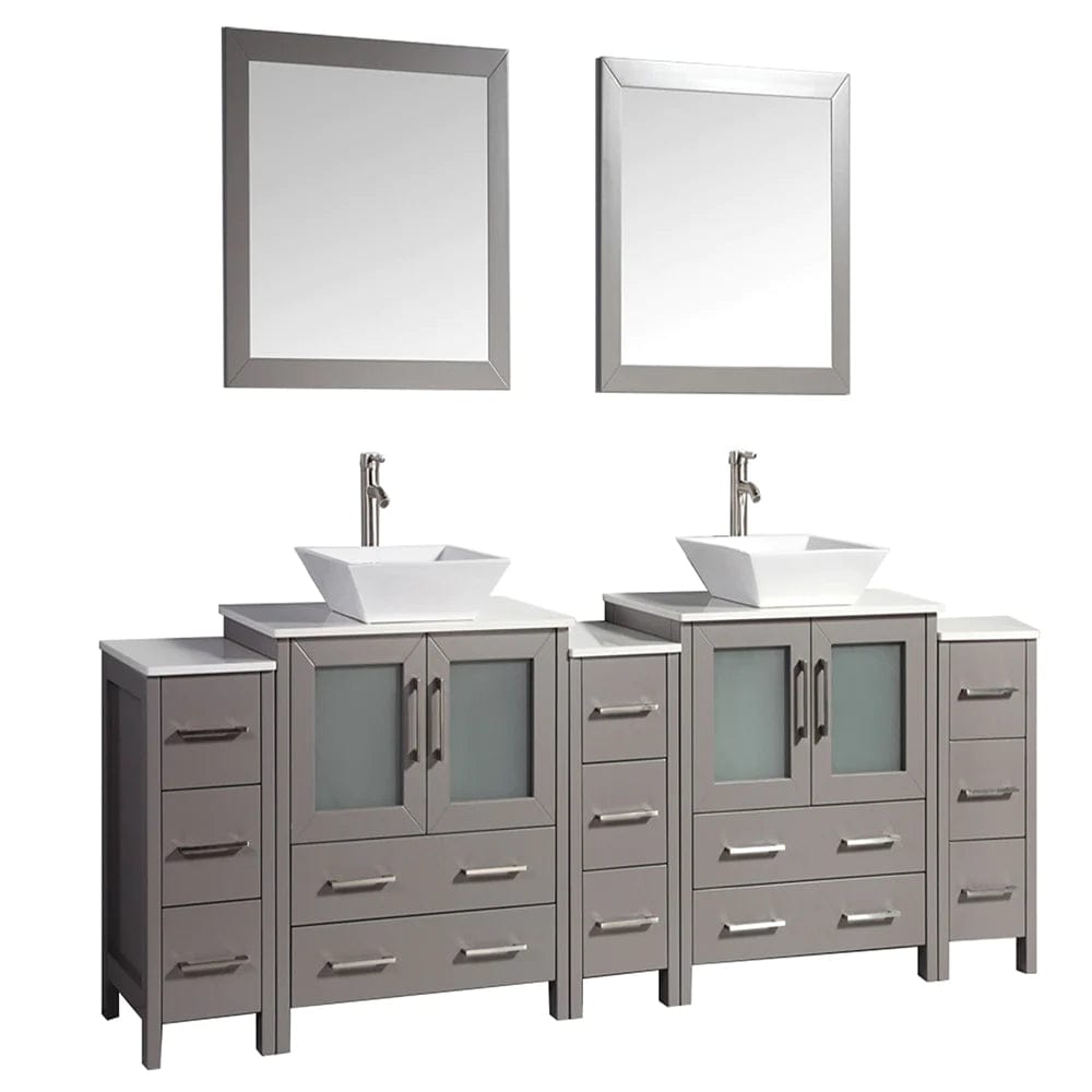 96 in. Double Sink Bathroom Vanity Combo Set in Gray