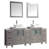 96 in. Double Sink Bathroom Vanity Combo Set in Gray - Decohub Home