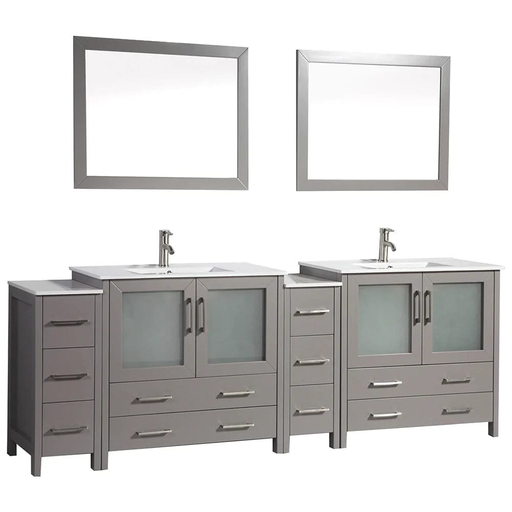 96 in. Double Sink Modern Bathroom Vanity Compact Set in Gray - Decohub Home