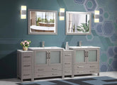 96 in. Double Sink Modern Bathroom Vanity Compact Set in Gray - Decohub Home