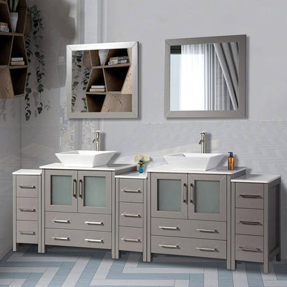 96 in. Double Sink Bathroom Vanity Combo Set in Gray - Decohub Home