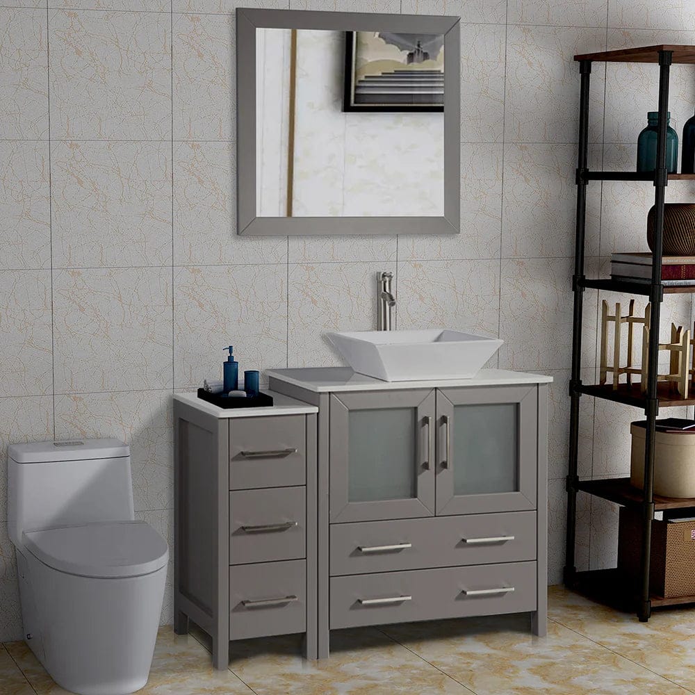 42 in. Single Sink Bathroom Vanity Combo Set in Gray - Decohub Home