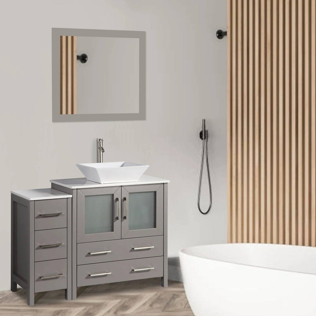 42 in. Single Sink Bathroom Vanity Combo Set in Gray - Decohub Home