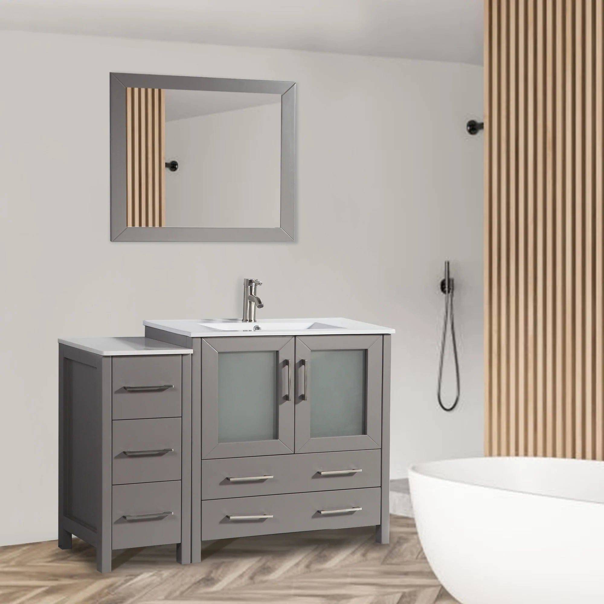 42 in. Single Sink Bathroom Vanity Set in Gray - Decohub Home