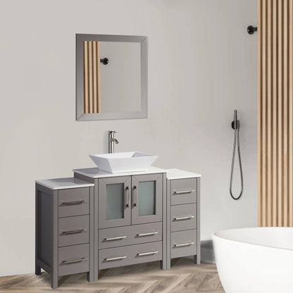 48 in. Single Sink Bathroom Vanity Combo Set in Gray - Decohub Home