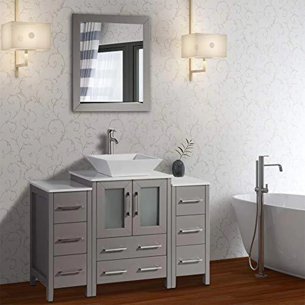 48 in. Single Sink Bathroom Vanity Combo Set in Gray - Decohub Home