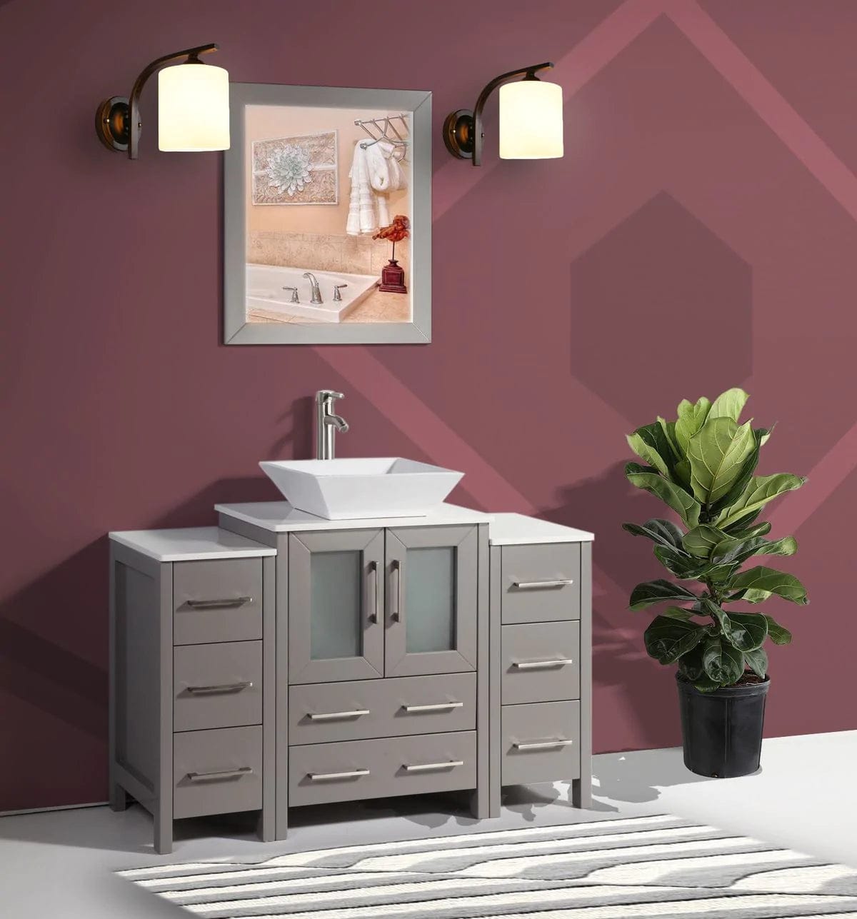 48 in. Single Sink Bathroom Vanity Combo Set in Gray - Decohub Home