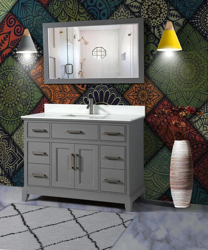 48 in. Single Sink Bathroom Vanity Set in Gray - Decohub Home