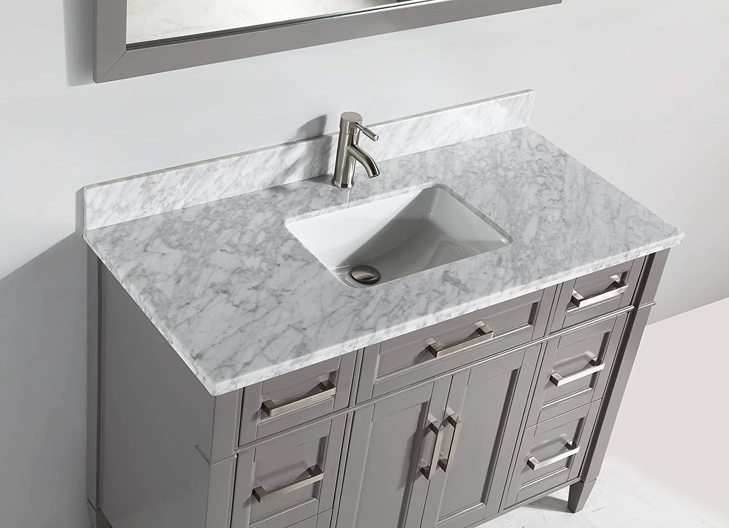 48 in. Single Sink Bathroom Vanity Set in Gray,Carrara Marble Stone Top - Decohub Home