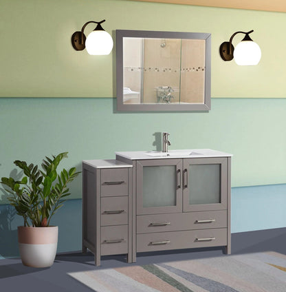 48 in. Single Sink Modern Bathroom Vanity Compact Set in Gray - Decohub Home