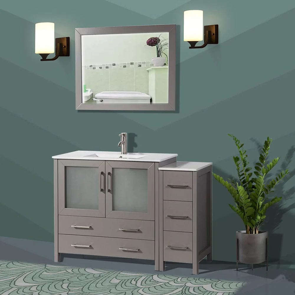 48 in. Single Sink Modern Bathroom Vanity Compact Set in Gray - Decohub Home