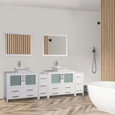 108 in. Double Sink Bathroom Vanity Combo Set in White - Decohub Home