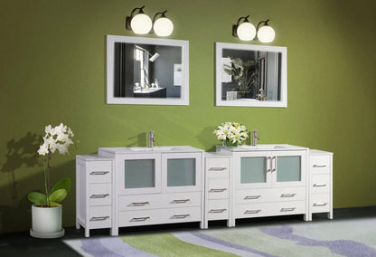 108 in. Double Sink Modern Bathroom Vanity Compact Set in White - Decohub Home