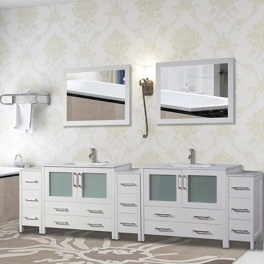 108 in. Double Sink Modern Bathroom Vanity Compact Set in White - Decohub Home