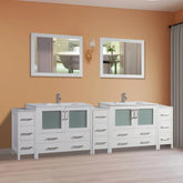 108 in. Double Sink Modern Bathroom Vanity Compact Set in White - Decohub Home