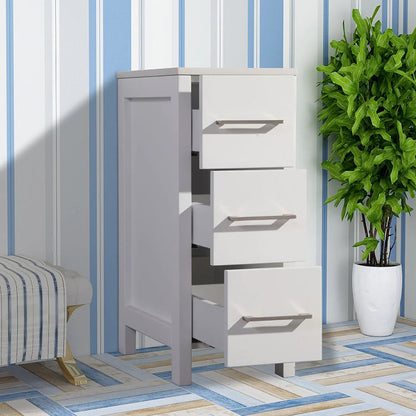 12 in. Bathroom Cabinet 3 Drawer Side Storage Organizer in White - Decohub Home